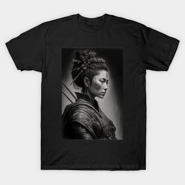 Japanese Female Samurai T-Shirt by ai1art